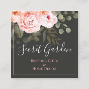 Elegant Blush Pink Floral Rose Modern Social Media Square Business Card