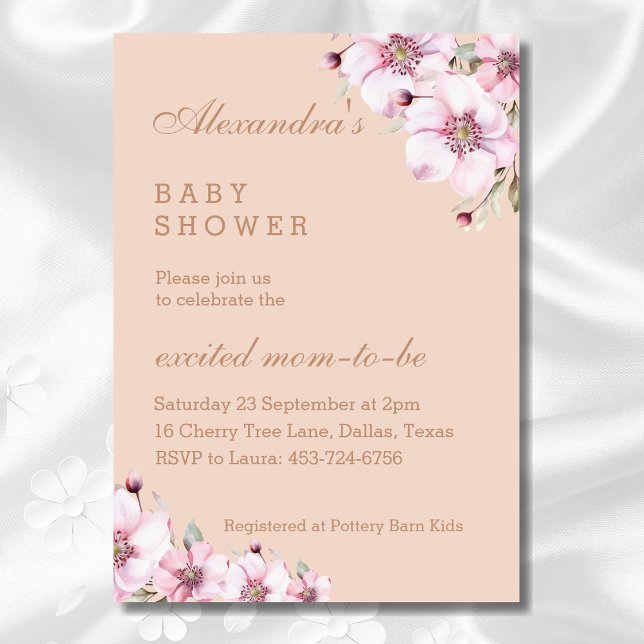 Elegant Blush Pink Floral Roses Baby Shower Invitation (Creator Uploaded)
