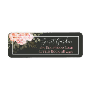 Elegant Blush Pink Floral Roses Modern Address