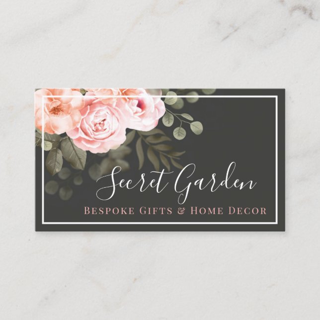 Elegant Blush Pink Floral Roses Modern Chic Simple Business Card (Front)