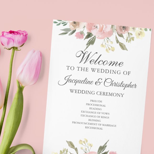 Elegant Blush Pink Floral Spring Wedding Program (Creator Uploaded)
