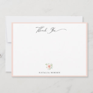 Elegant Blush Pink Floral Thank You Card