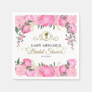 Elegant Blush Pink Floral Victorian Bridal Shower Napkin