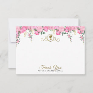 Elegant Blush Pink Floral Victorian Bridal Shower Thank You Card