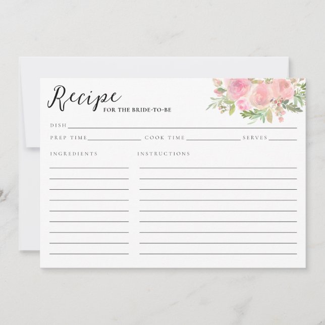 Elegant Blush Pink Floral Watercolor Bridal Shower (Front)