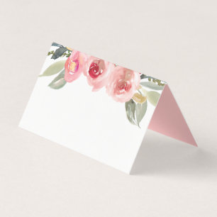 Elegant Blush Pink Floral Watercolor Place Card