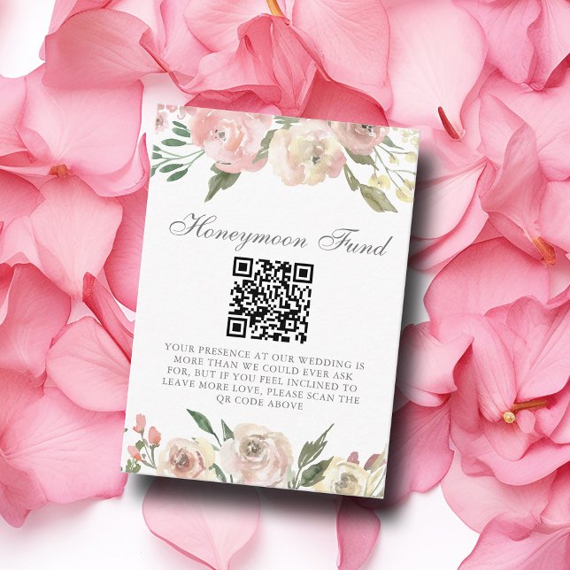 Elegant Blush Pink Floral Wedding Honeymoon Fund Enclosure Card (Creator Uploaded)
