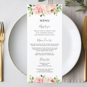 Elegant Blush Pink Floral Wedding Menu