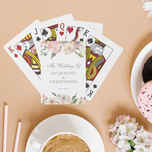 Elegant Blush Pink Floral Wedding Personalised Playing Cards