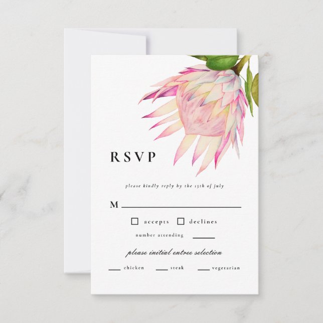 Elegant Blush Pink Floral Wedding RSVP Card (Front)