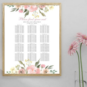 Elegant Blush Pink Floral Wedding Seating Chart