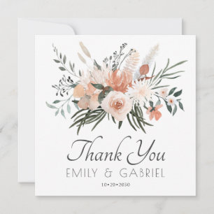 Elegant Blush Pink Floral Wedding Thank You Card