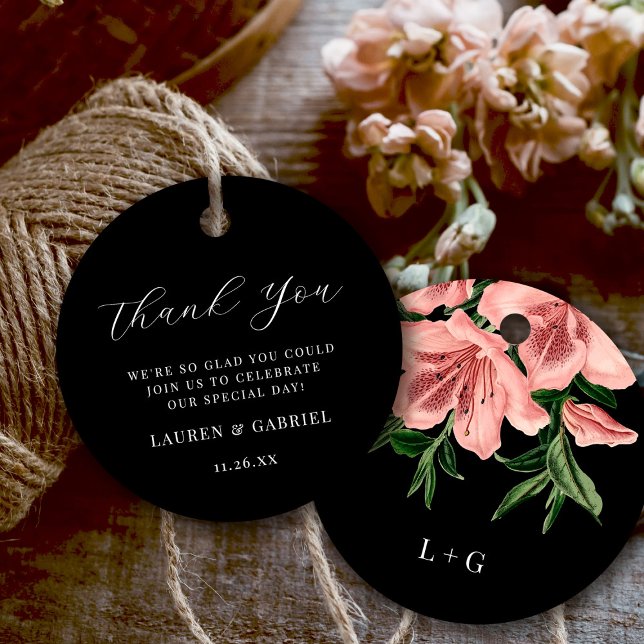 Elegant Blush Pink Floral Wedding Thank You Favour Tags (Creator Uploaded)