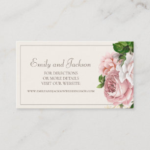 Elegant Blush Pink Floral Wedding Website Business Card