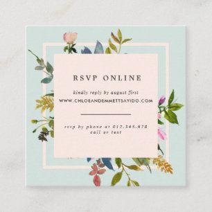 Elegant Blush Pink Floral Wedding Website RSVP Enclosure Card