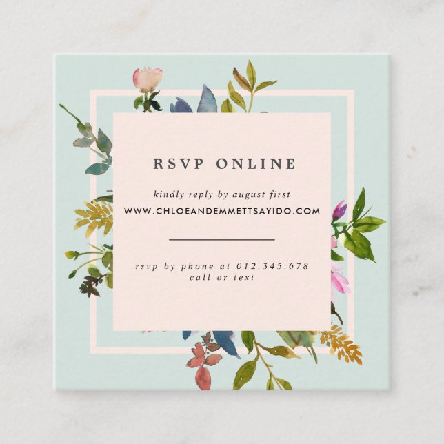 Elegant Blush Pink Floral Wedding Website RSVP Enclosure Card (Front)