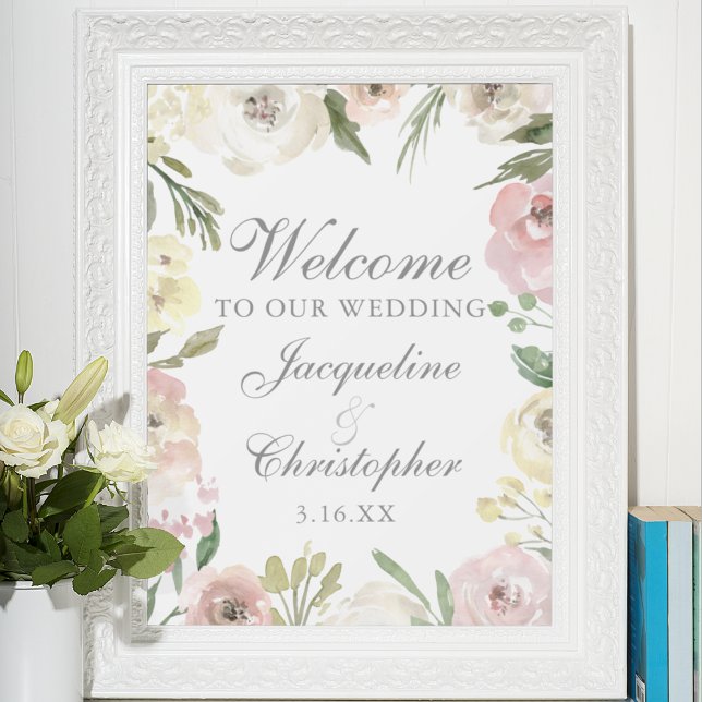 Elegant Blush Pink Floral Welcome to our Wedding Poster (Creator Uploaded)