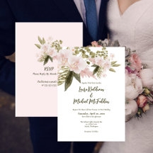 Elegant Blush Pink Floral with RSVP Wedding