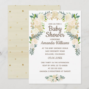 Elegant Blush Pink Floral Wreath Baby Shower Invitation