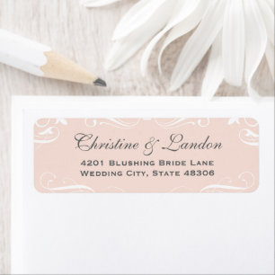 Elegant Blush Pink Flourish Wedding Return Address