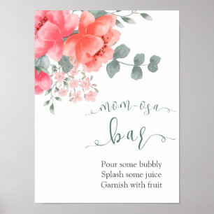 Elegant blush pink flower eucalyptus momosa bar poster