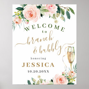 Elegant Blush Pink Flowers Boho Bridal Shower Poster