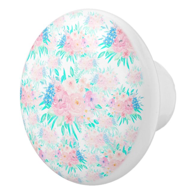 Elegant Blush Pink Flowers Floral  Ceramic Knob (Right)
