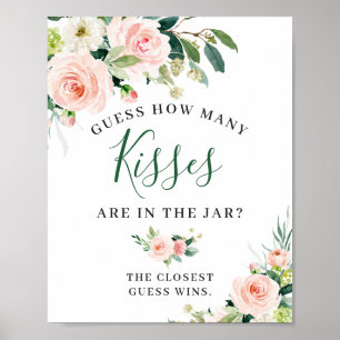 Elegant Blush Pink Flowers Floral Sign Poster