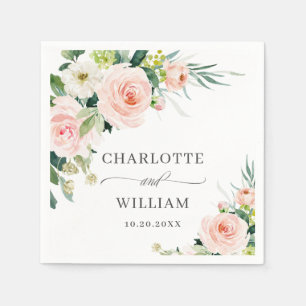 Elegant Blush Pink Flowers Floral Wedding Napkin