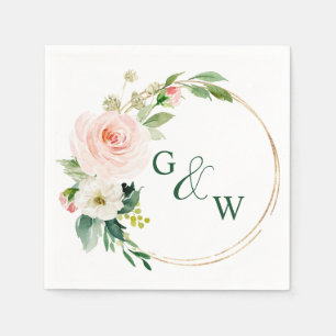 Elegant Blush Pink Flowers Floral Wedding Napkin