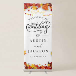 Elegant Blush Pink Flowers Greenery Boho Wedding Retractable Banner