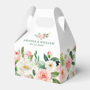 Elegant Blush Pink Flowers Greenery Wedding Favour Box
