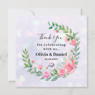 Elegant Blush Pink Flowers Thank You Card