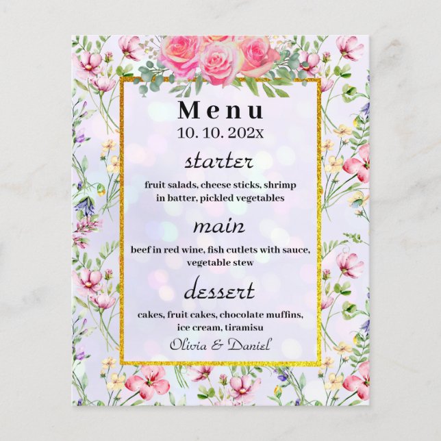 Elegant Blush Pink Flowers Watercolor Wedding (Front)
