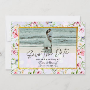 Elegant Blush Pink Flowers Watercolor Wedding  Invitation