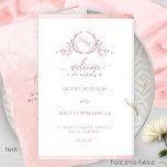Elegant Blush Pink Folded Wedding Ceremony Program<br><div class="desc">Welcome your guest with this exquisite blush pink watercolor wedding ceremony program, featuring delicate hand drawn botanical monogram with couples names and beautiful top and bottom blush pink watercolor stripes on the front and in the inside. Back with gorgeous watercolor wash in a beautiful blend of blush pink and rose...</div>