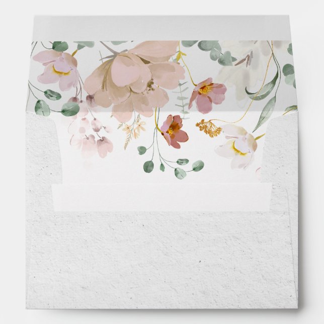 Elegant Blush Pink Garden Flowers Bridal Shower Envelope (Back (Bottom))