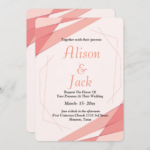 Elegant blush pink geometric frame wedding invitation