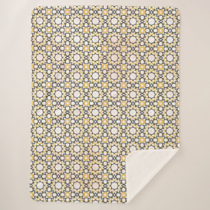 Elegant Blush Pink Geometric Sherpa Throw Blanket