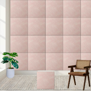 Elegant Blush Pink Geometric Textured Ceramic Tile