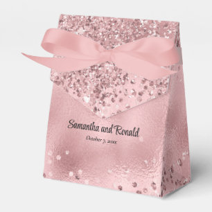 Elegant Blush Pink Glitter & Foil Wedding Favor Favour Box