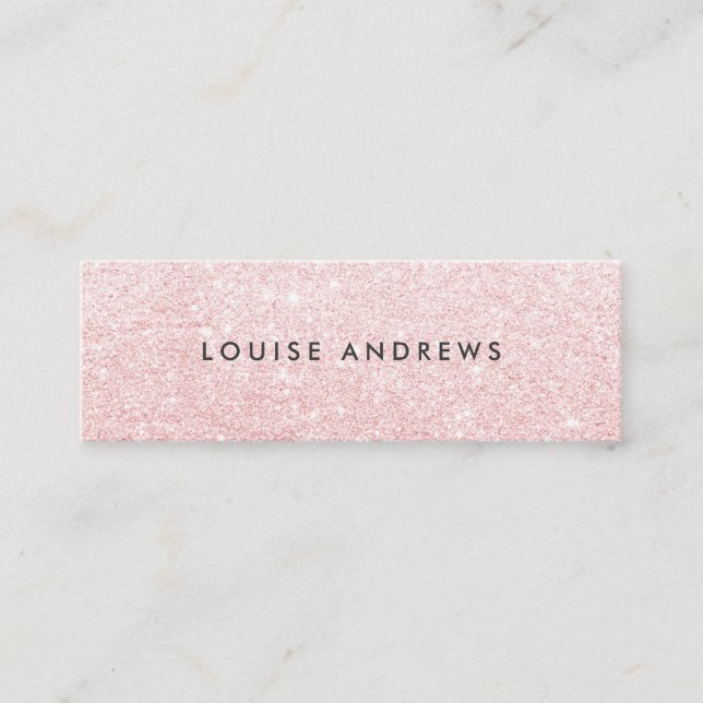 Elegant blush pink glitter simple white beauty mini business card (Front)