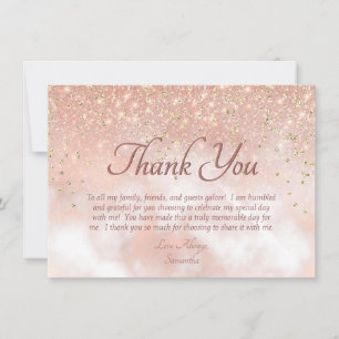 Elegant Blush Pink Glitter Sparkle Script Thank Yo Thank You Card