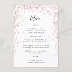 Elegant Blush Pink Glitter Special Occasion Menu
