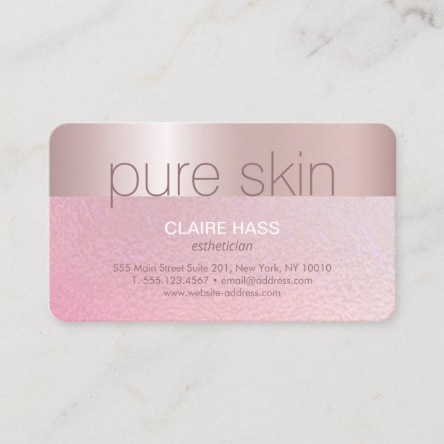 Elegant Blush Pink Gold Aesthetician Spa  Business Card (Front)