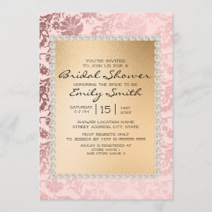 Elegant Blush Pink Gold Bridal Shower Invitation