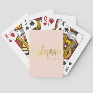Elegant blush pink & gold bridesmaid playing cards