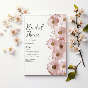 Elegant blush pink gold daisy floral Bridal Shower Invitation