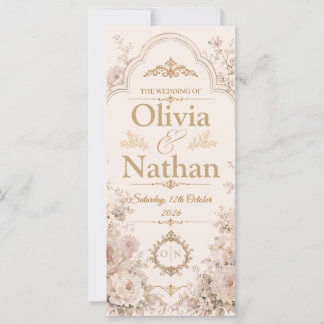 Elegant Blush Pink Gold Floral Vintage Wedding