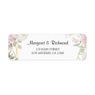 Elegant Blush Pink Gold Geo Wedding Return Address